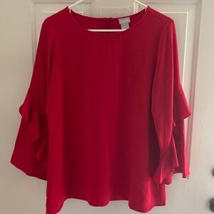 Chico's Blouse Top Red Tiered Sleeves  Chico’s size 1